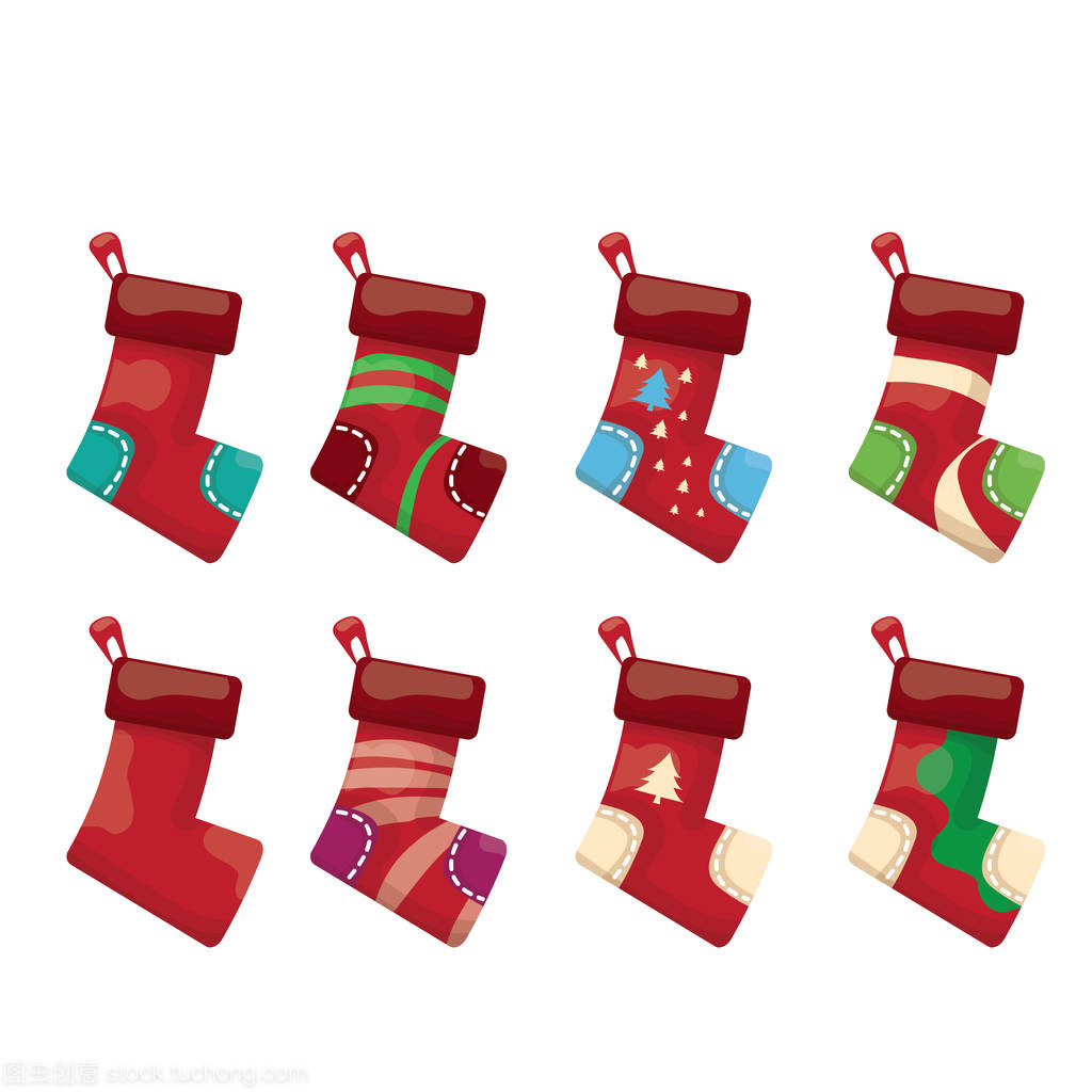 冬日童趣 矢量卡通可爱圣诞袜的温暖设计